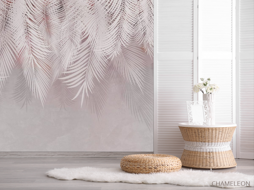 Фотошпалери рожеві листя пальми - 2