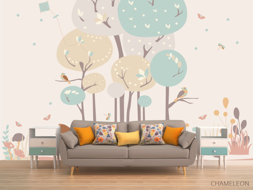 Фотообои Лисички и деревья - 1