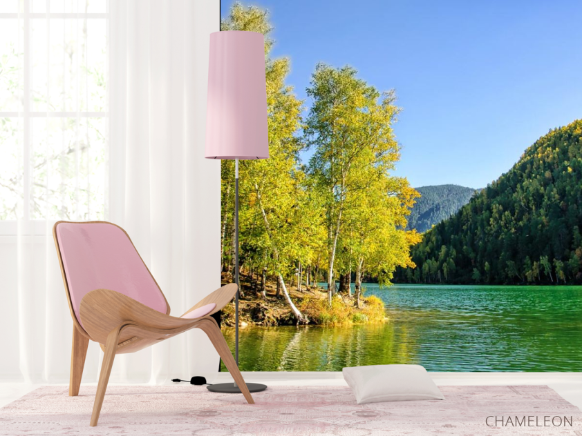 Фотошпалери зелене осіннє озеро - 4