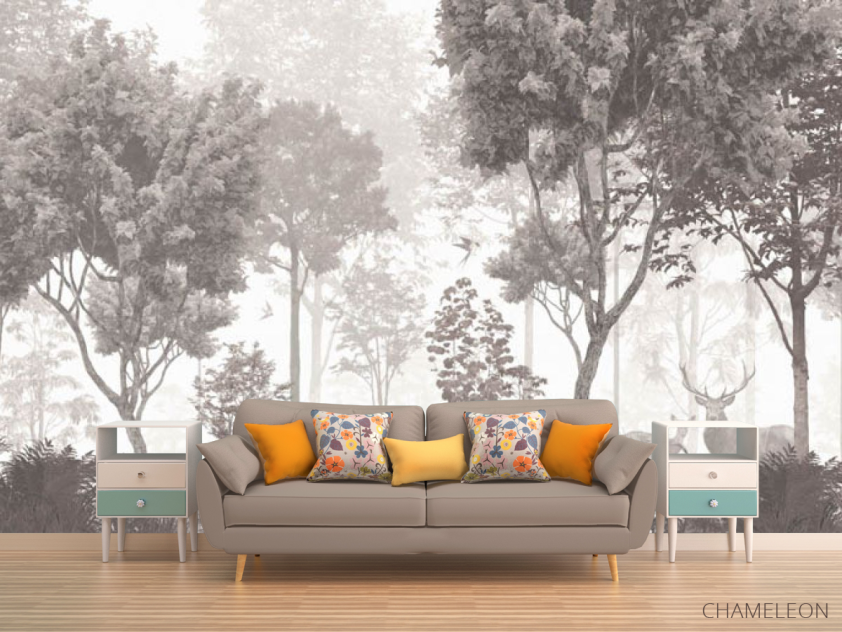 Фотообои Олени и деревья коричневые - 1