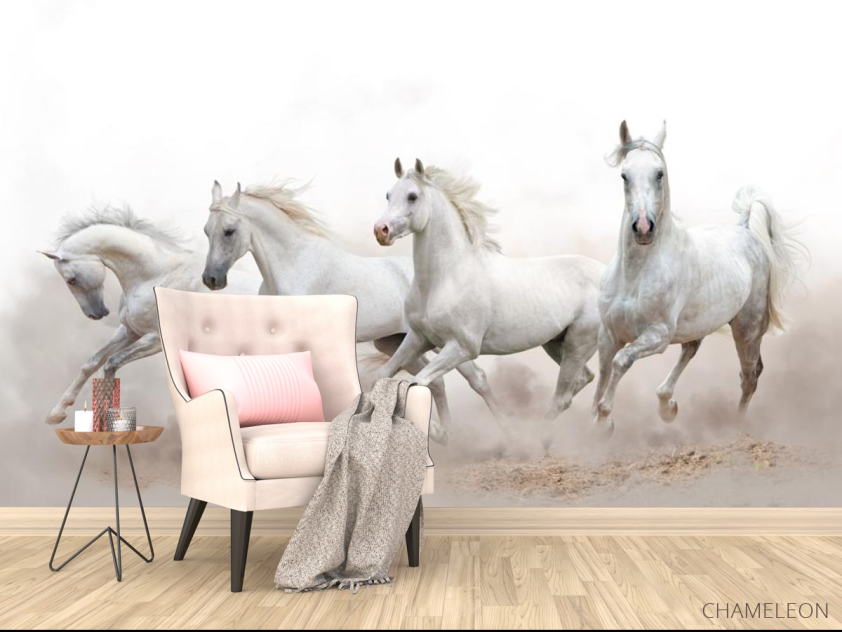 Фотообои четыре белые лошади - 4