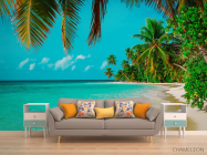 Фотообои много пальм над голубым морем - 1