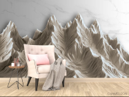 Фотообои 3д горы бежевые с мармуром - 4