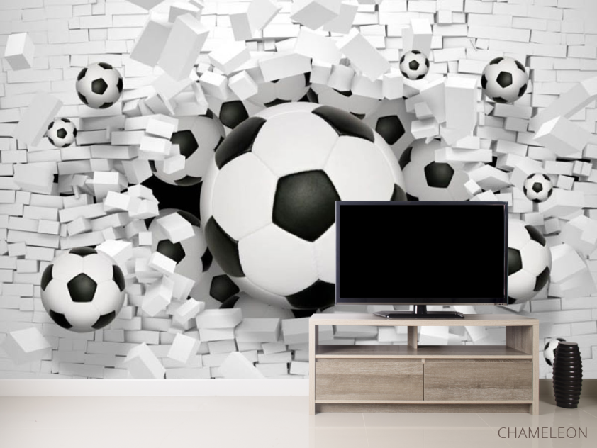 Фотообои 3д стена с мячём - 2
