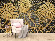 Фотообои золотые листья - 4