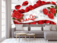 Фотообои Красные розы с лентами - 3