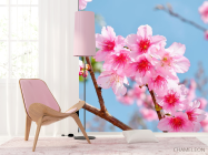 Фотошпалери яскраві рожеві квіточки на дереві - 4