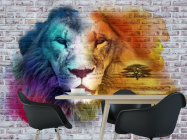 Фотошпалери Стіна 3д з левом - 1