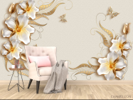 Фотообои Золотые цветы 3д - 4
