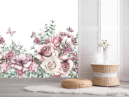 Фотошпалери рожеві акварельні троянди на білому тлі - 2
