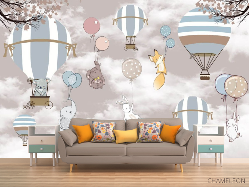 Фотообои зверушки на воздушных шариках - 1