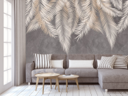 Фотообои серые листья на стену - 3