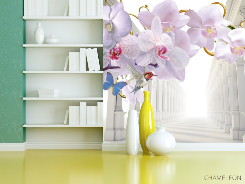 Фотошпалери 3d орхідея і коридор - 3