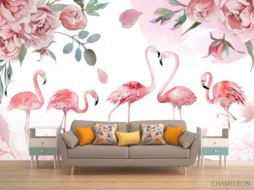 Фотообои Розовые фламинго - 1