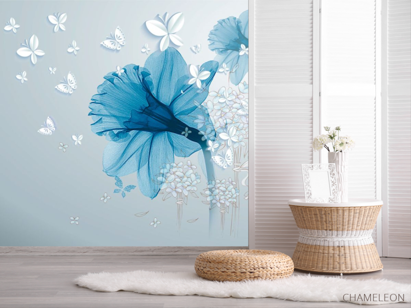 Фотошпалери Синій абстрактний квітка - 2