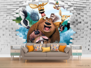 Фотообои Звери и 3д стена - 1