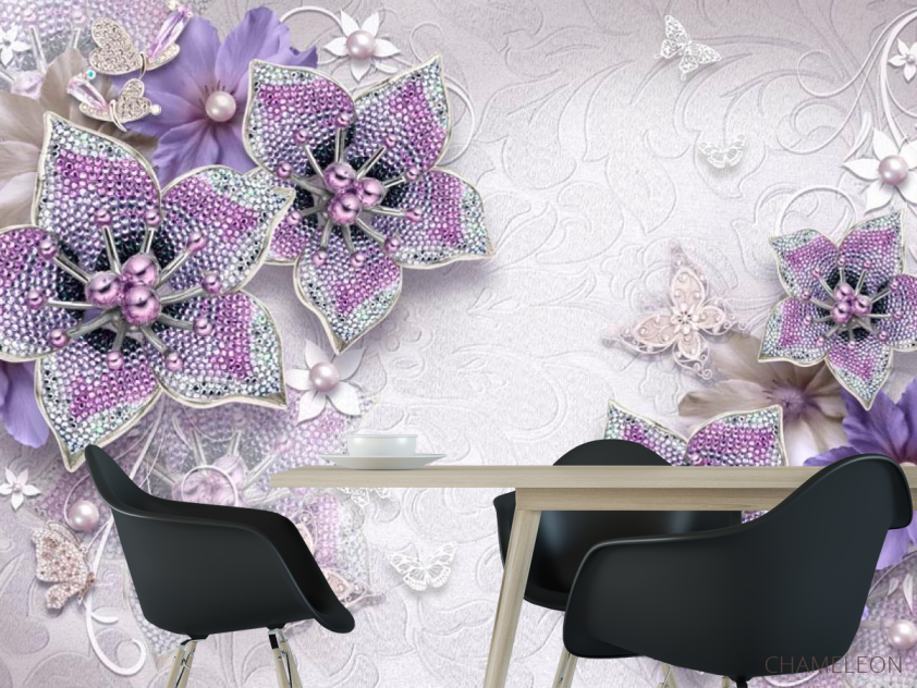 Фотошпалери 3d брошка+квіти - 1