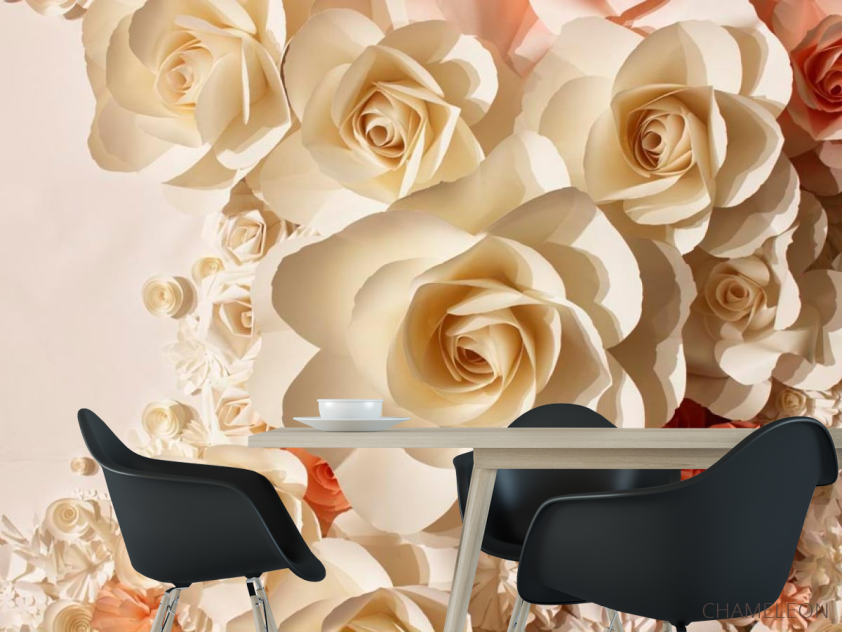 Фотошпалери 3D паперові троянди - 1