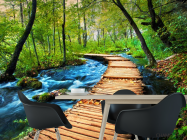 Фотошпалери дерев'яний місток у лісі - 1