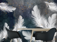 Фотошпалери Білі пір'я з золотом - 1