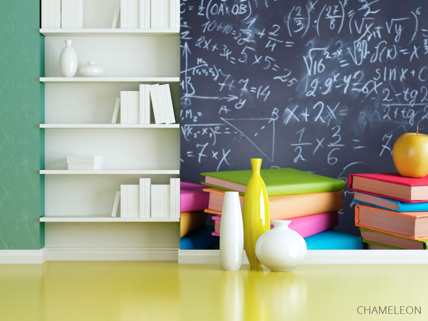 Фотошпалери Крейдована дошка та книги - 3