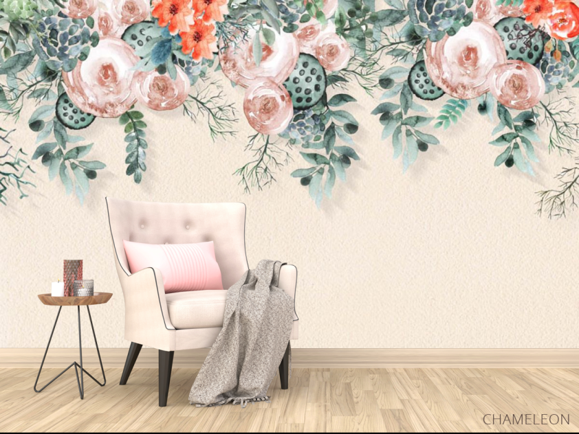 Фотообои Акварельные цветы с потолка - 4