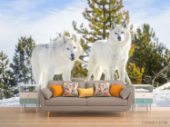 Фотообои два белых волка на снегу - 1