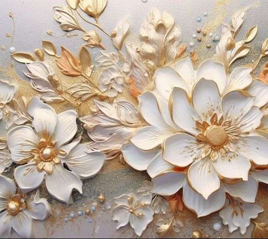 Фотообои 3д цветы золотые Фотообои 3д цветы золотые 33797