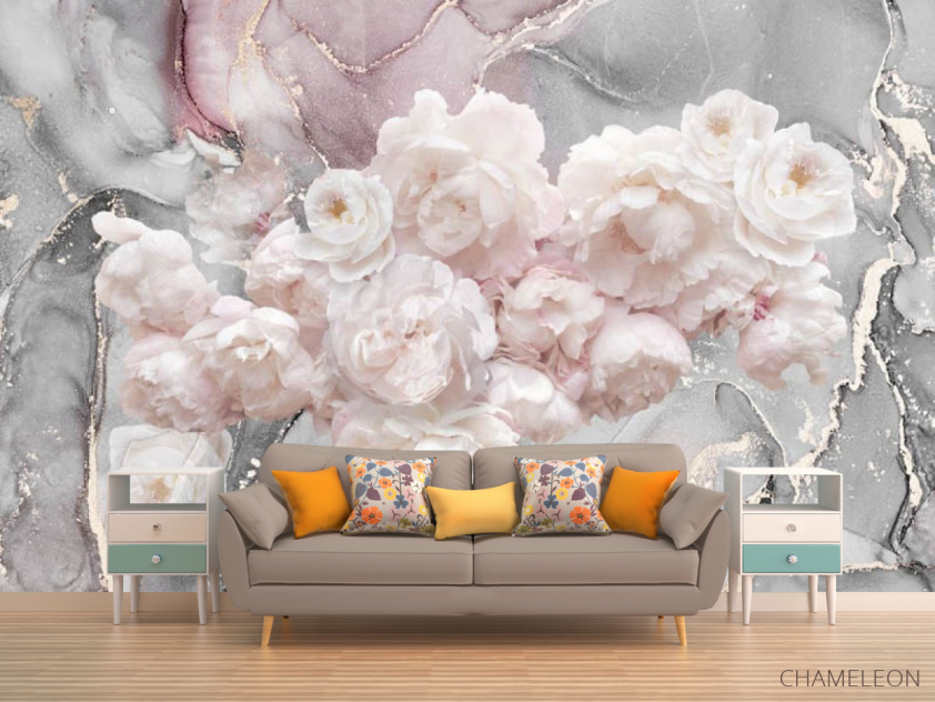 Фотообои Пионы на фоне флюида - 1