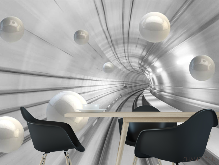 Фотошпалери 3Д тунель з кулями - 1