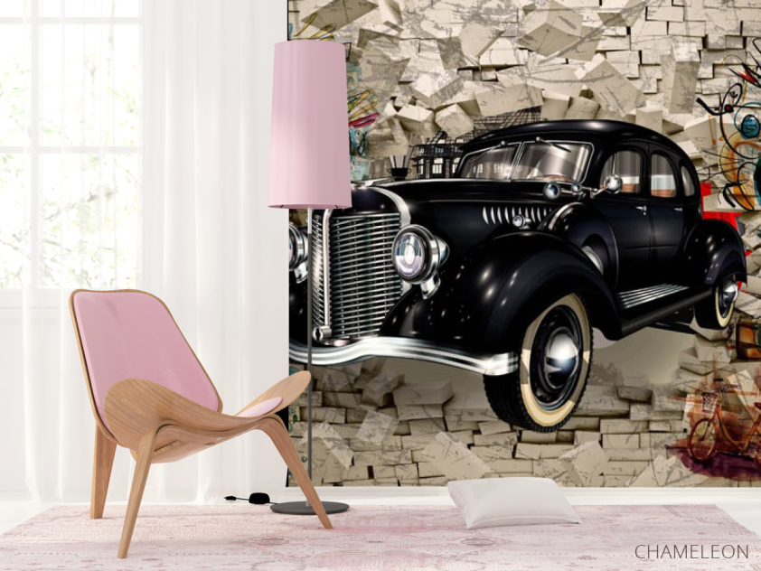 Фотошпалери Ретро машина і стіна - 4