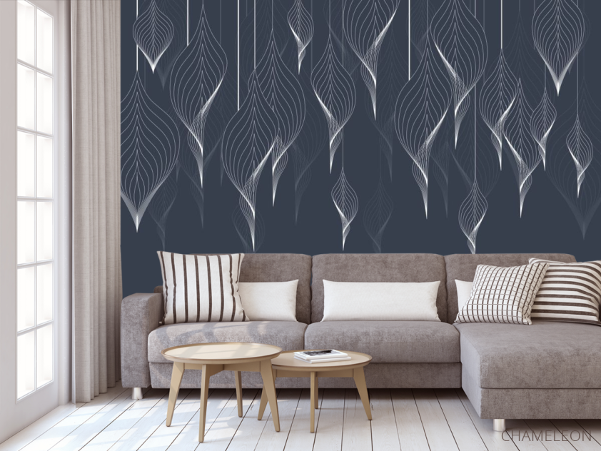 Фотообои листья в стиле line art - 3