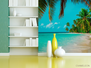 Фотошпалери багато пальм над блакитним морем - 3