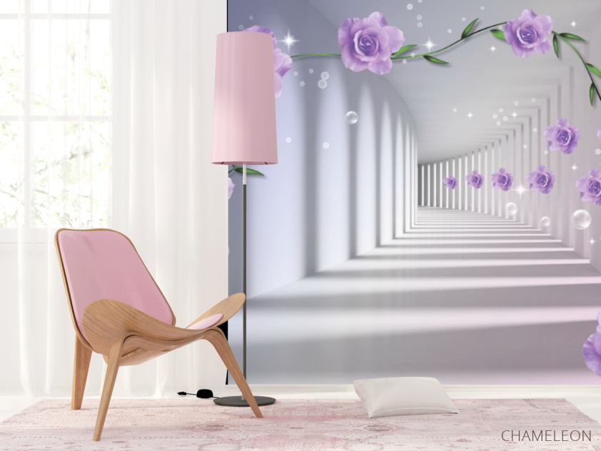 Фотошпалери 3D бутони фіолетових троянд - 4