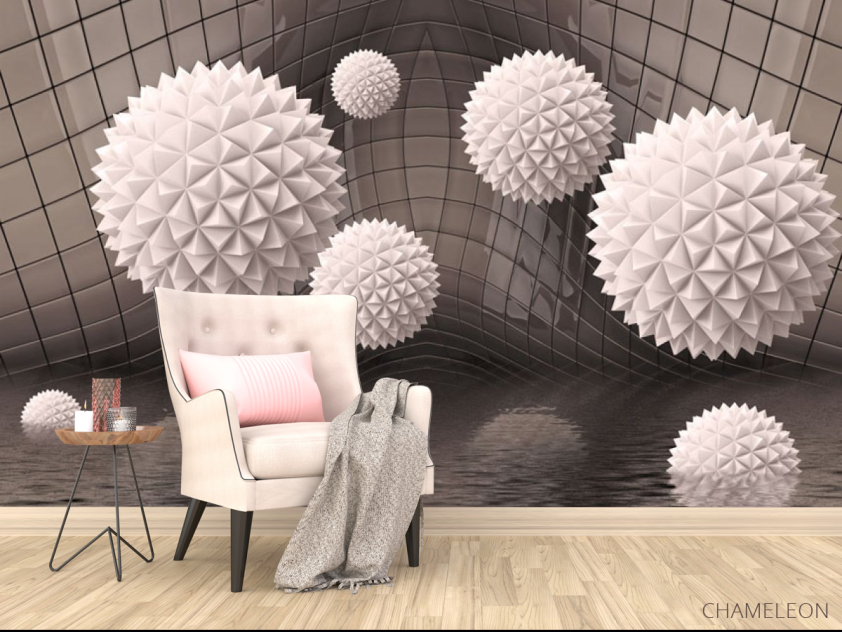 Фотообои Шары 3д на коричневом фоне - 4