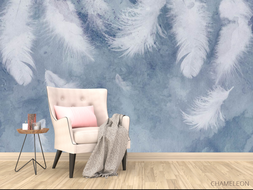 Фотообои Голубые воздушные перья - 4