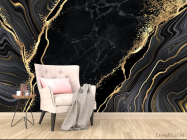 Фотообои Чёрный мрамор с золотом - 4