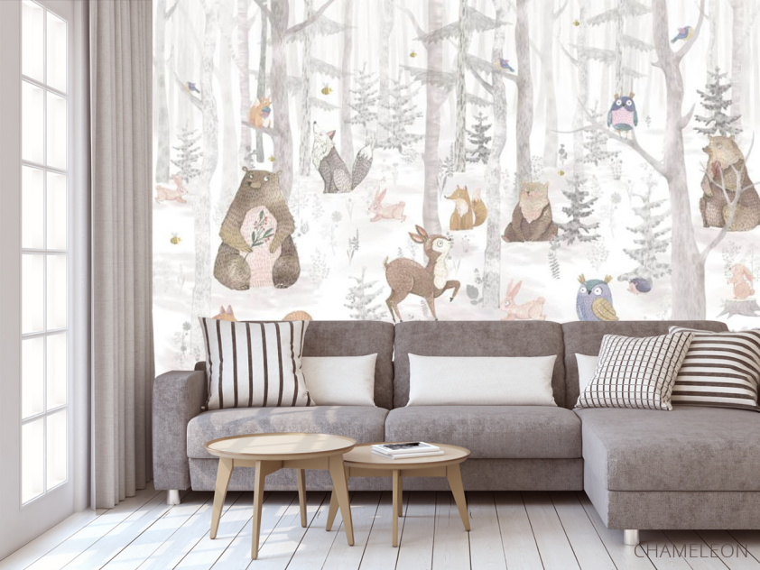 Фотообои Животные в лесу минималистичные - 3