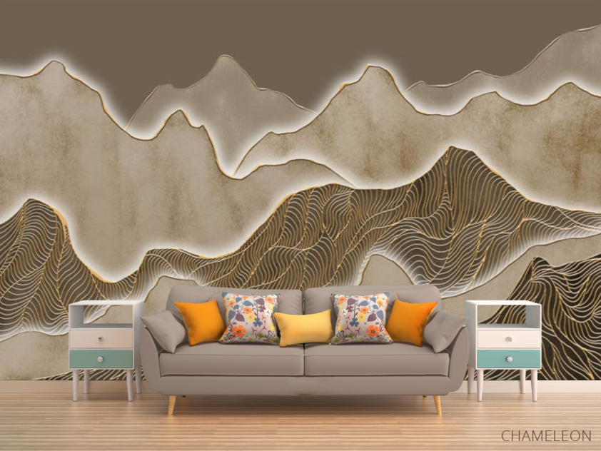 Фотообои Золотые абстрактные горы - 1