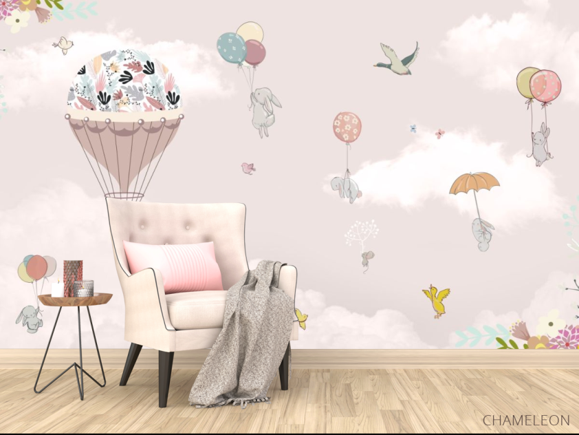 Фотообои зайки на воздушных шарах - 4