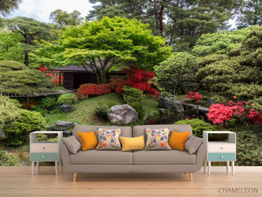 Фотообои ручеек возле дома - 1