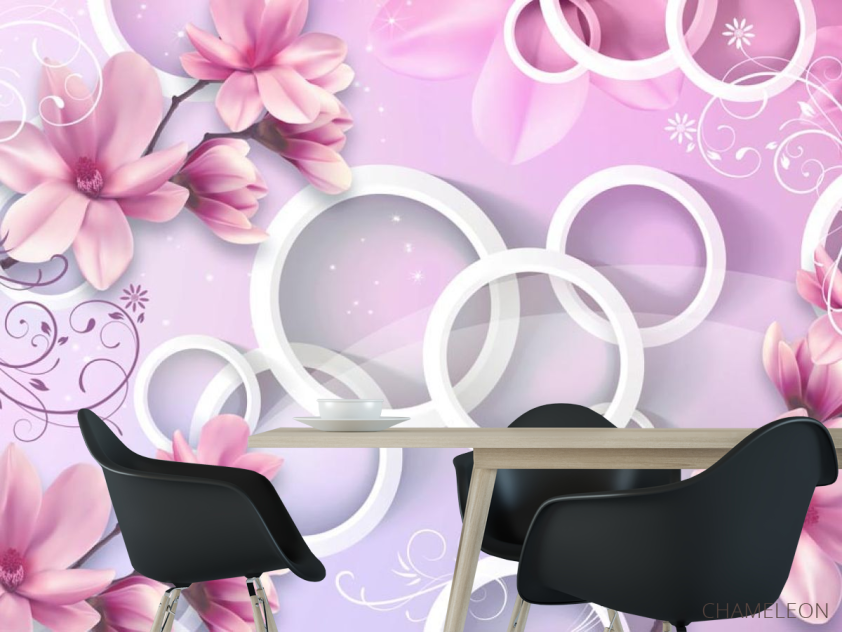 Фотошпалери Квіти і кола 3d - 1