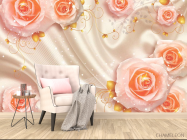 Фотообои Розы на атласе 3д - 4