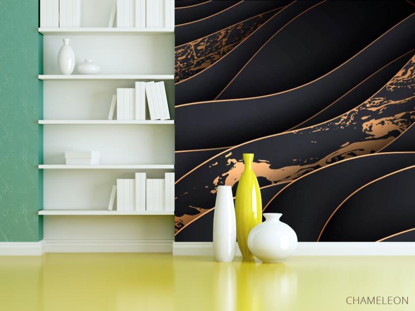 Фотошпалери золоті абстрактні хвилі - 3