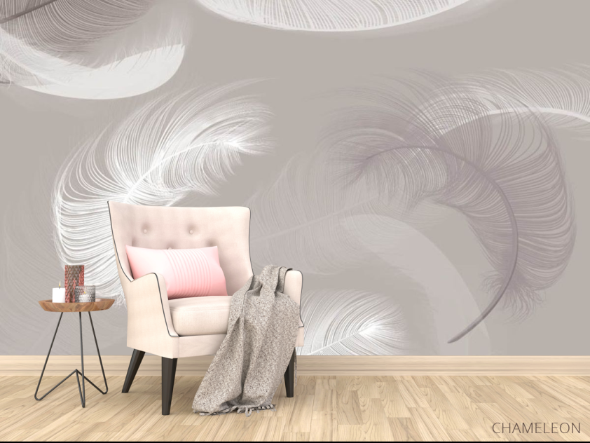 Фотообои Перья на бежевом фоне - 4