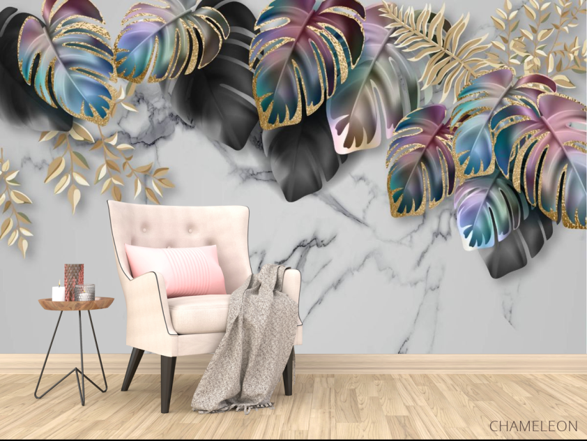Фотообои Тропические листья на мраморе - 4