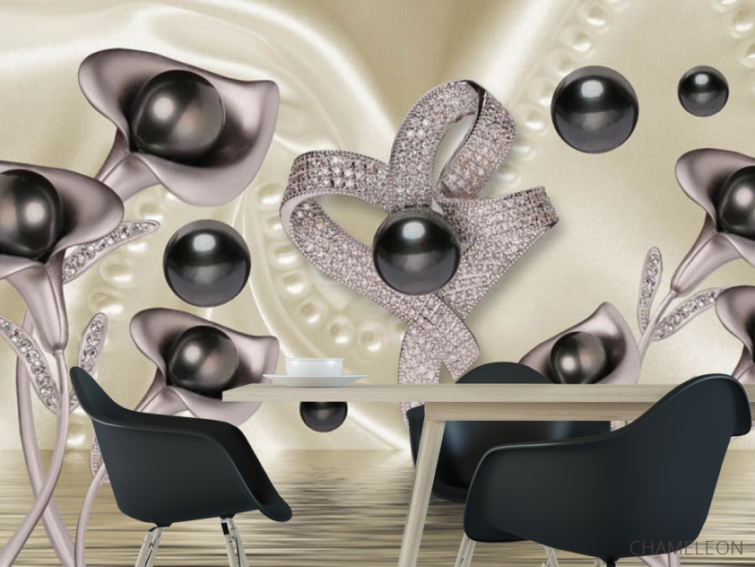 Фотошпалери 3д квіти з камінням - 1