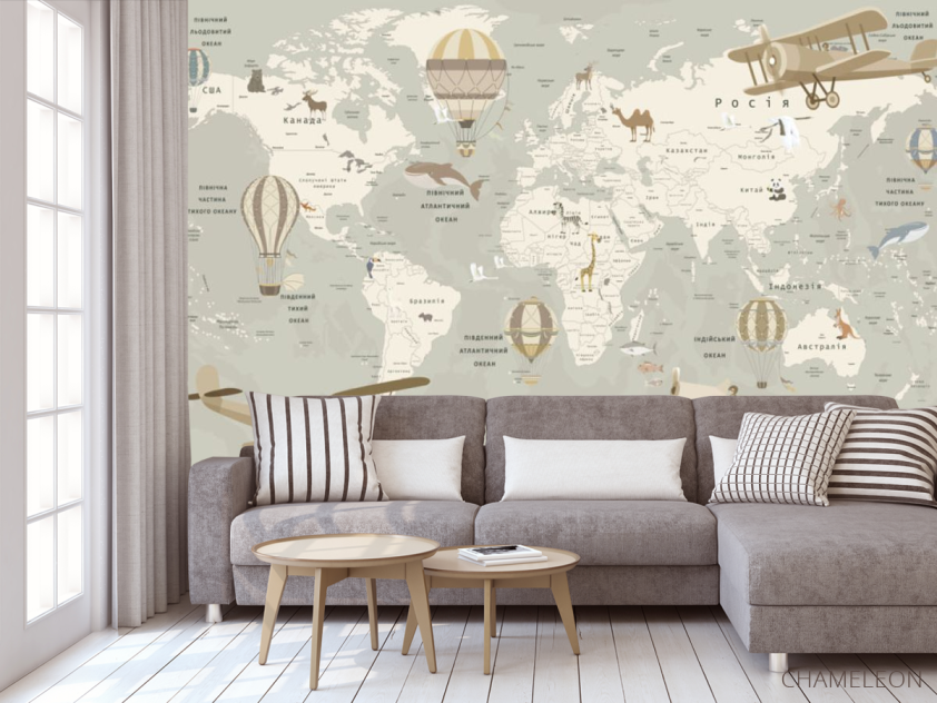 Фотообои Бежевая карта на украинском - 3