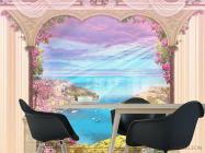Фотошпалери Фреска арка з видом на море - 1