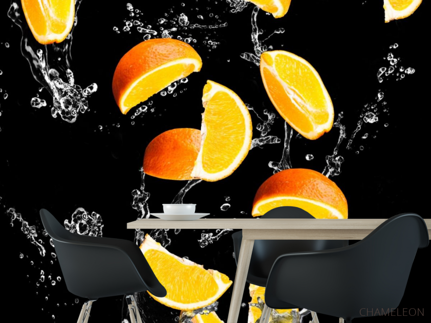Фотообои апельсинкаи на чёрном фоне - 1